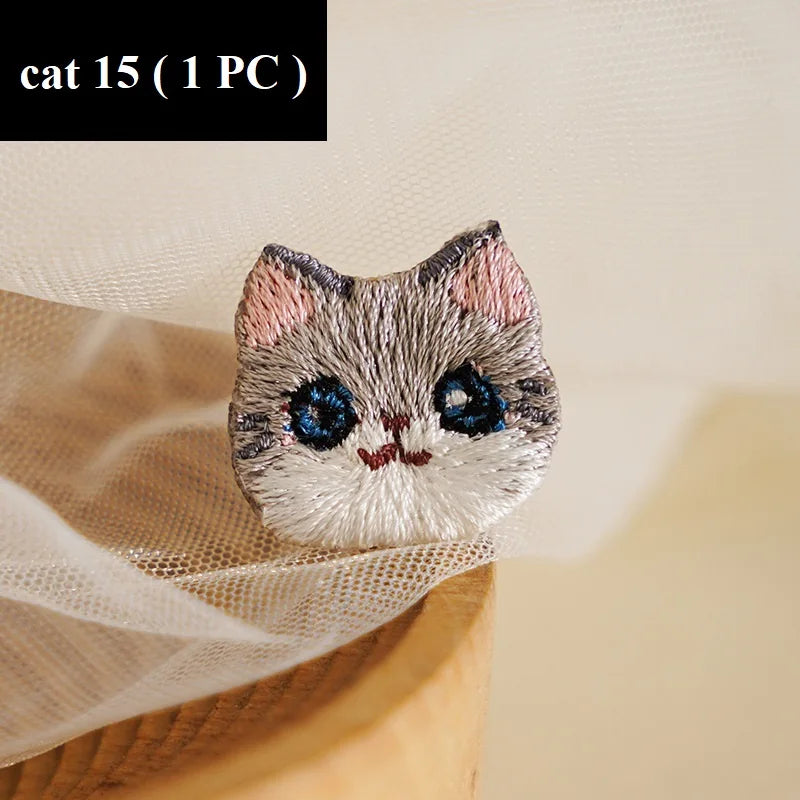 Kitty Cat Embroidered Iron on Patch (15 Designs) - Ice Cream Cake
