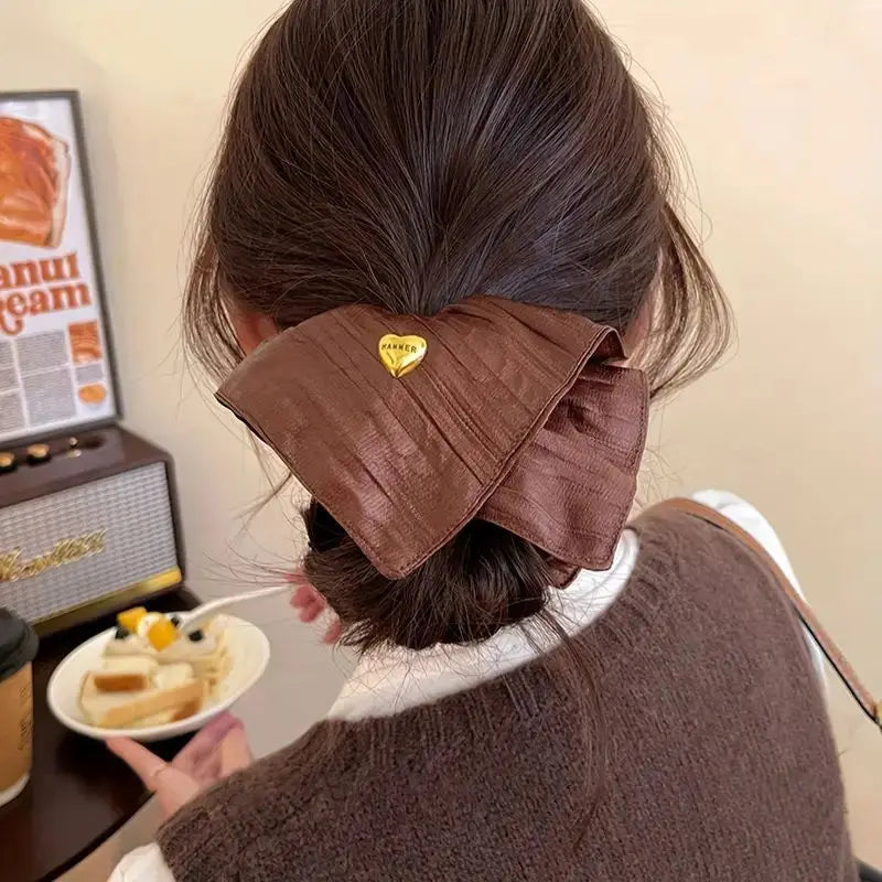 Leather Effect Heart Charm Scrunchie