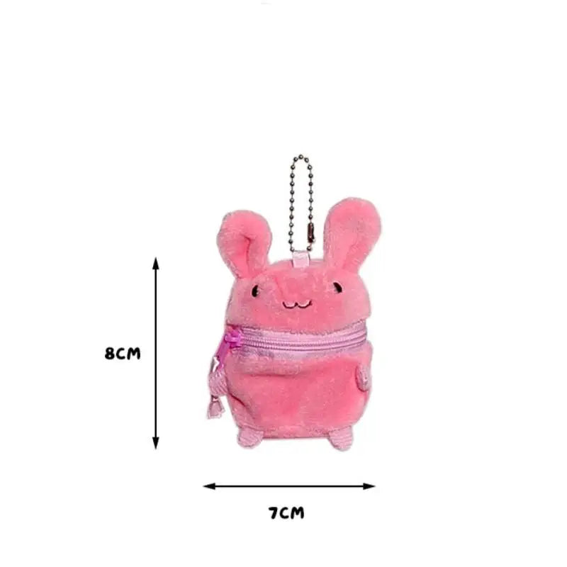 Plush Zipper Animal Clip-On Keychain Bag Charm