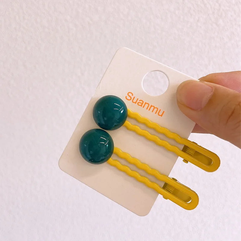 2Pcs/Set Simple Hair Clips For Girls Cute Hair Barrettes Baby Hairpins Kids Headwear Clips For Hair Bobby Pins Hair Accessories - Ice Cream Cake