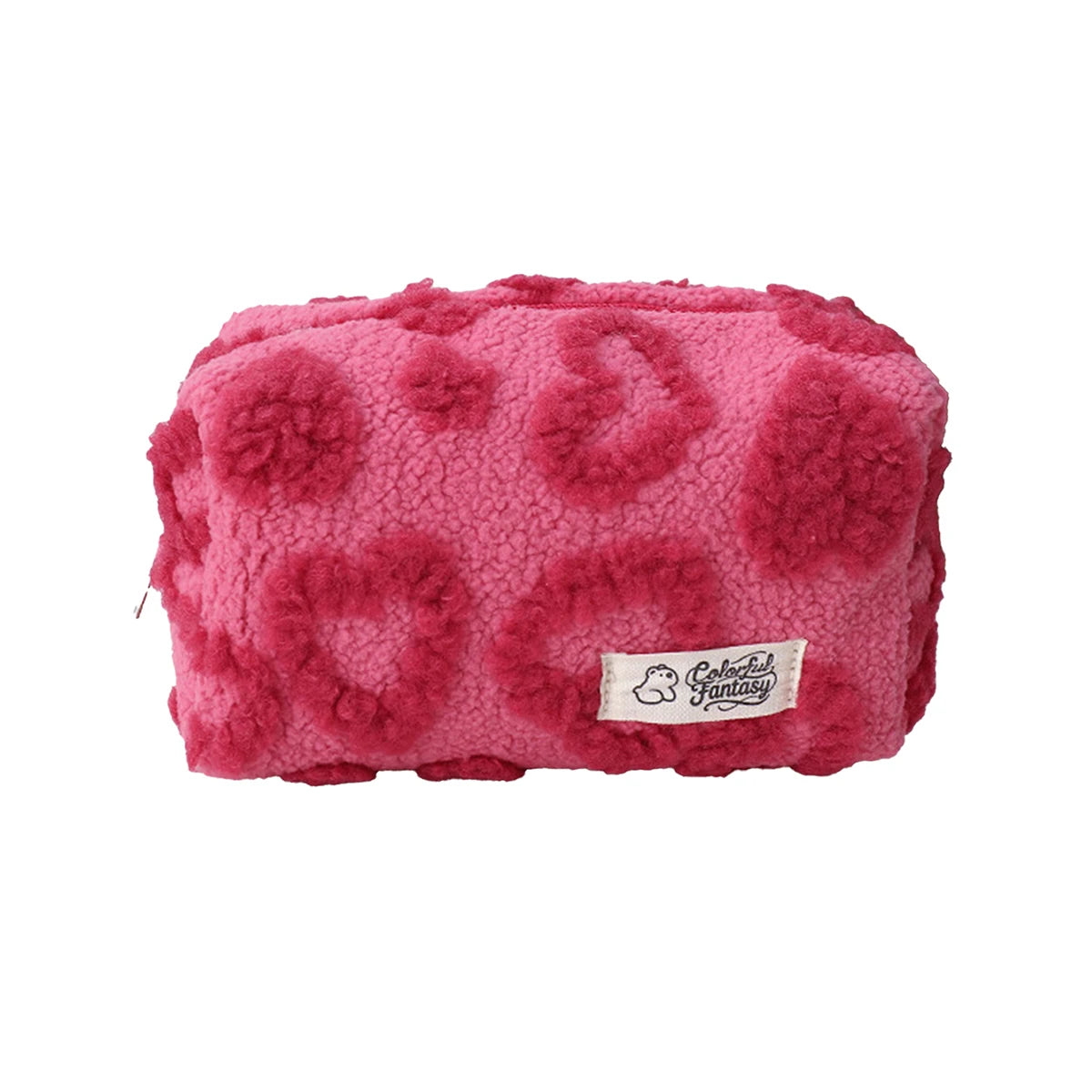 Cute Plush Heart-Shaped Pencil Case, Valentine's Day Gift for Her, Office Study Stationery Organizer, Portable Clutch Bag - Ice Cream Cake