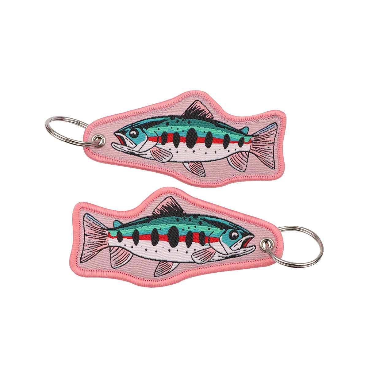 Fish Shape Embroidered Key Tag Lucky Fish Keychain Outdoor Fishing Backpack Car Key Ring Pendant Fisherman Gift Accessory - Ice Cream Cake