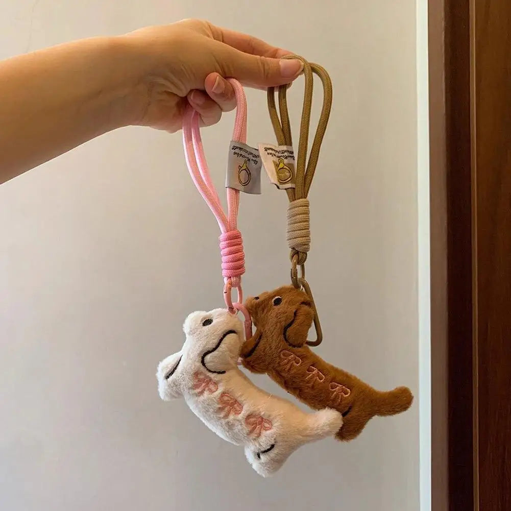 1PCS Cute Key Pendant Bag Hanging Decoration Gift Cartoon Animal Dog Dachshund Plush Keychain Puppy Stuffed Keyring - Ice Cream Cake