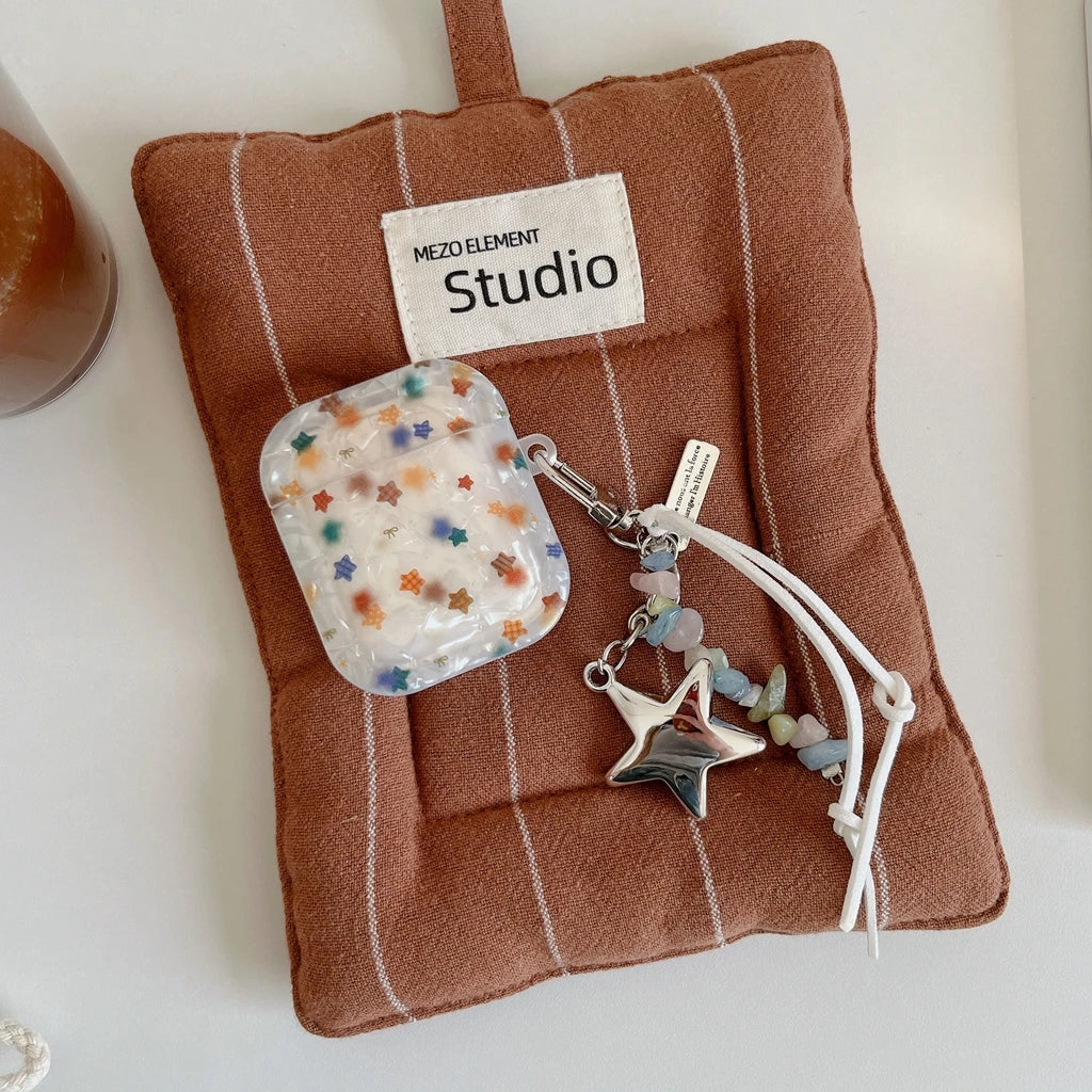 Advanced Girl Series Shell Pattern Render Colorful Stars Pendant Case Cover for AirPods 1 or 2 3 4 AirPods Pro Pro 2 Pro 3 - Ice Cream Cake