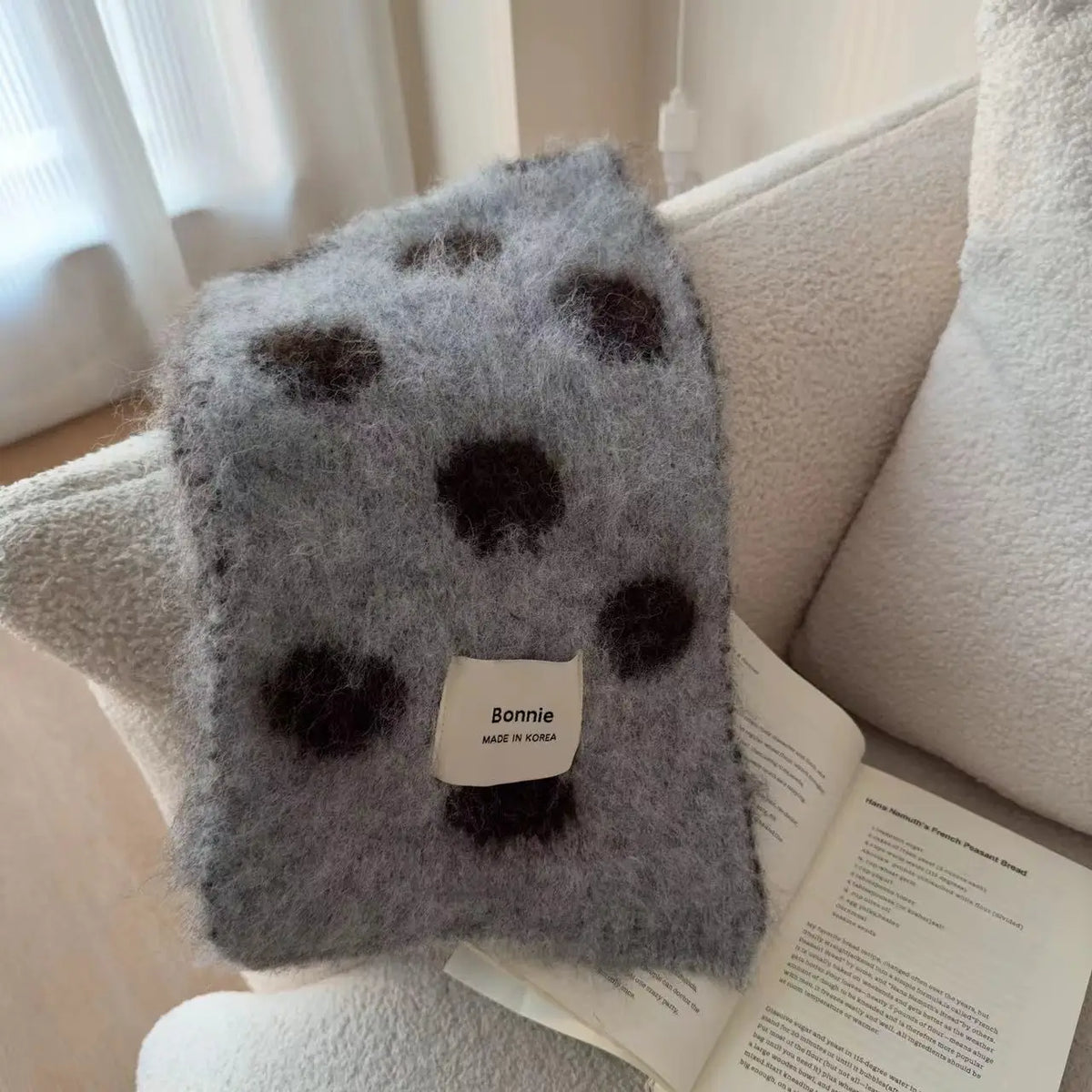 Polka Dot Fuzzy Scarf