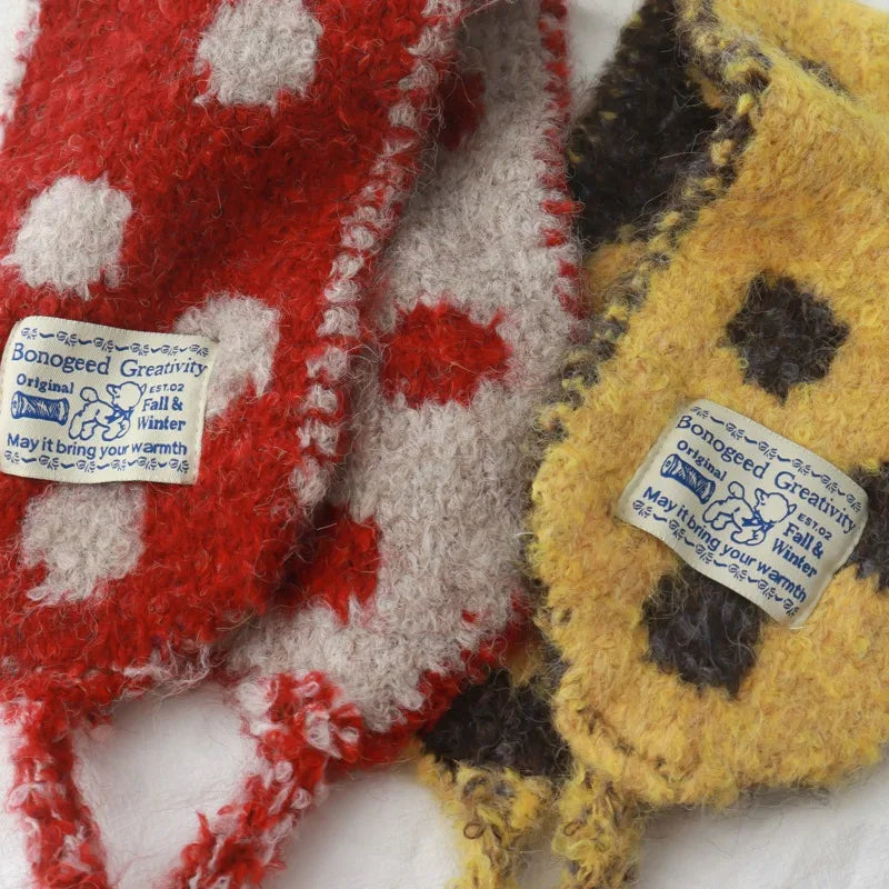 Polka Dot Earmuff Bonnet Scarf