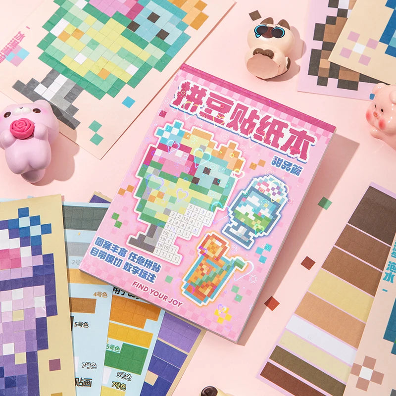 Colour By Numbers Pixel Sticker Book (4 Designs) - Ice Cream Cake