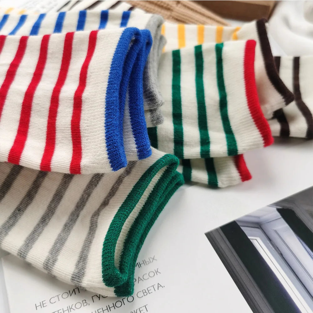 Contrast Stripe Crew Socks