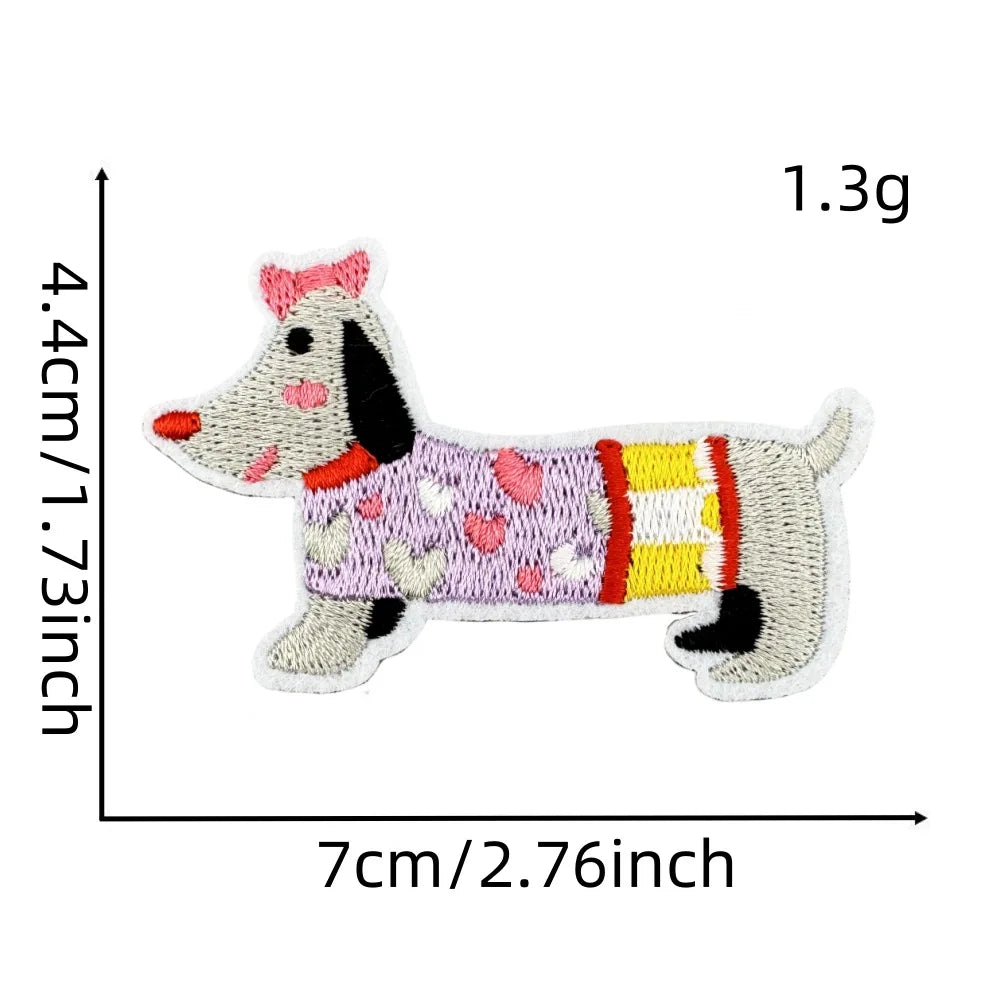 Cartoon Dachshund Embroidered Iron on Patch