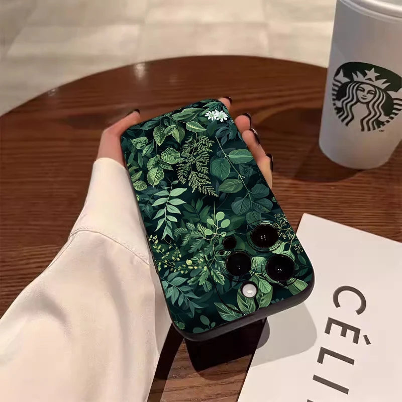 Palm tree Leaves Plant Flower Phone Case for iphone 17 16 11 12 13 14 15 Pro Max 7 8 Plus X XR XSMAX 16e Shockproof Cover Fundas - Ice Cream Cake