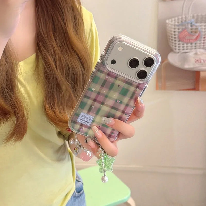 Pink and Green Plaid iPhone Case