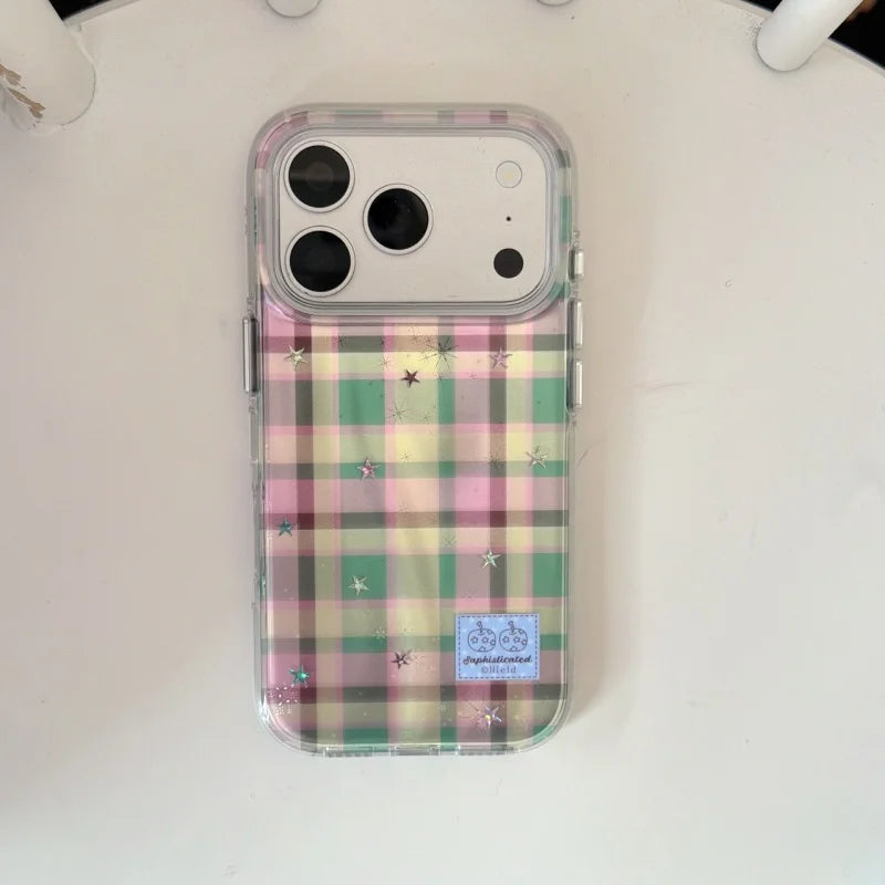 Pink and Green Plaid iPhone Case