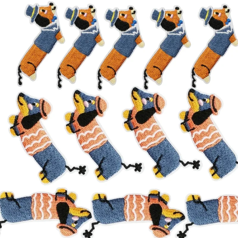 Korean Cute Dachshund Dog Embroidery Cloth Sticker DIY Bag Dress Up Puppy Patch Ironing DIY Apparel Sewing Supplies - Ice Cream Cake