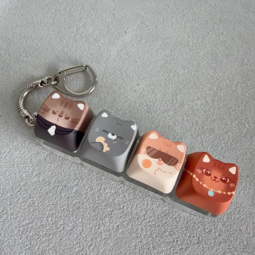 Kitty Cat Clicking Keyboard Key Fidget Keyring