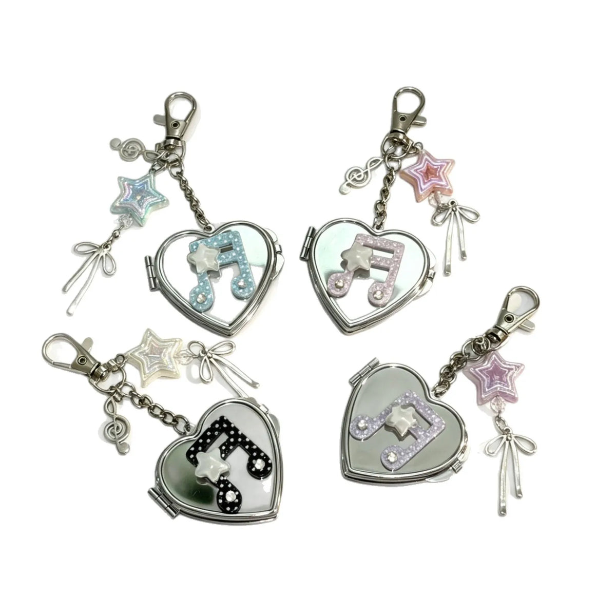 Korean-inspired Love Note Mirror Bag Accessories Fashion Star Keychain Double-sided Makeup Mirror Keychain Bag Hanging Decor - Ice Cream Cake