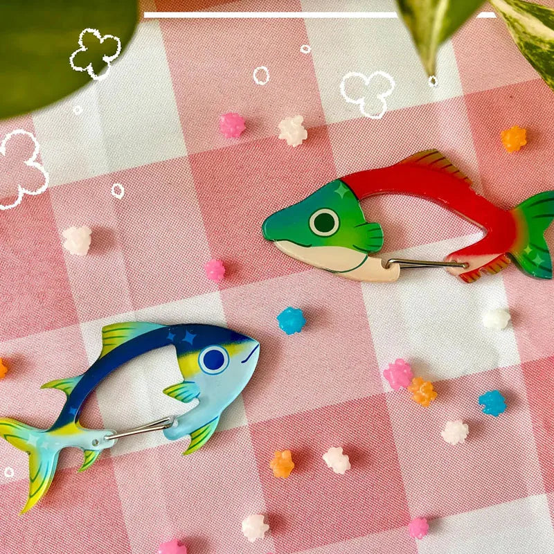 Acrylic Fish Shaped Carabiner Keychain Clip