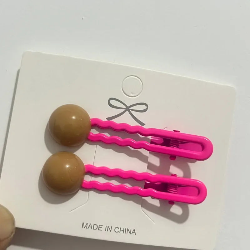 2Pcs/Set Simple Hair Clips For Girls Cute Hair Barrettes Baby Hairpins Kids Headwear Clips For Hair Bobby Pins Hair Accessories - Ice Cream Cake