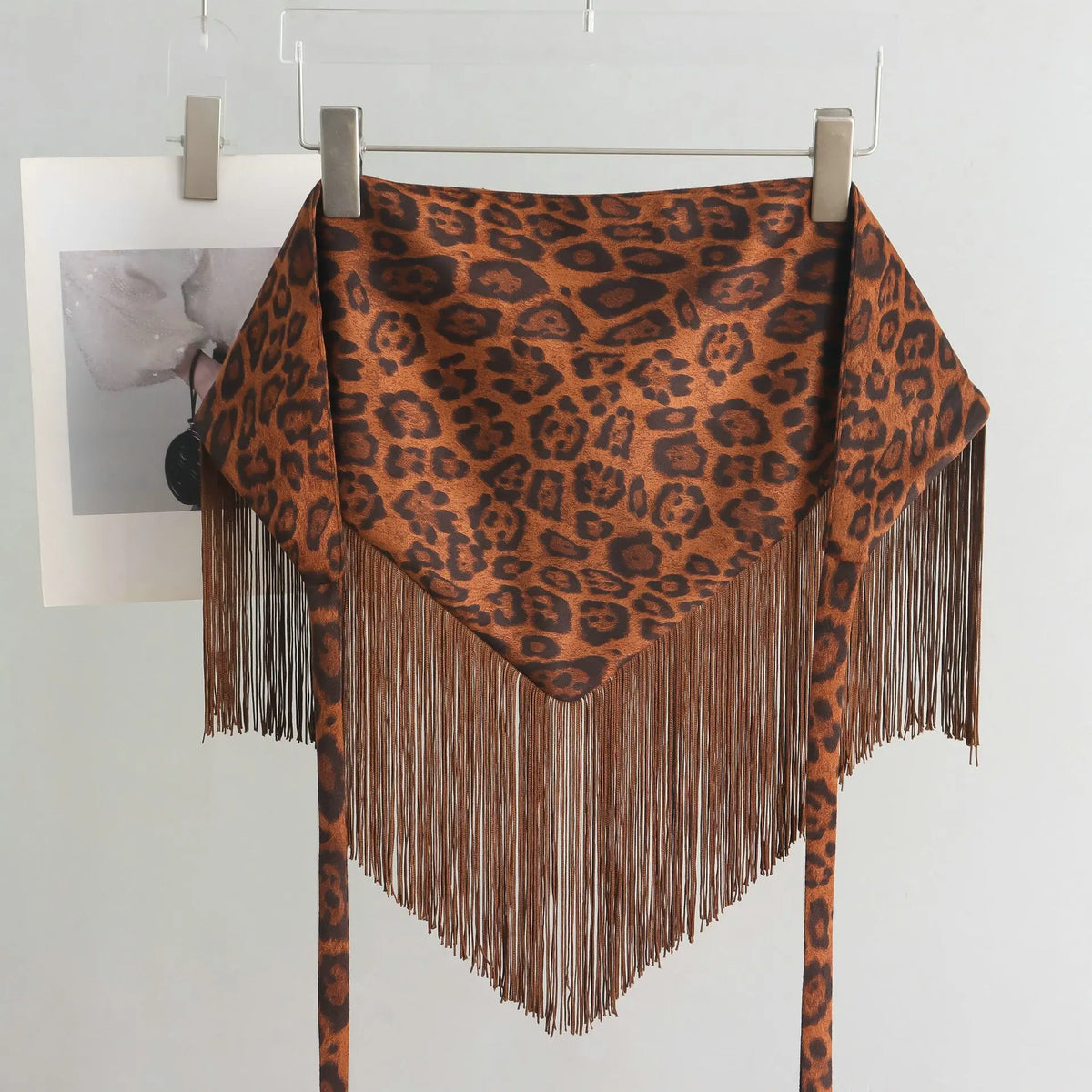 Millennium Hot Girl Style Leopard Print Tassel Fart Curtain Female American Retro Wide Belt with Skirt Jeans Waist Seal Scarf - Ice Cream Cake