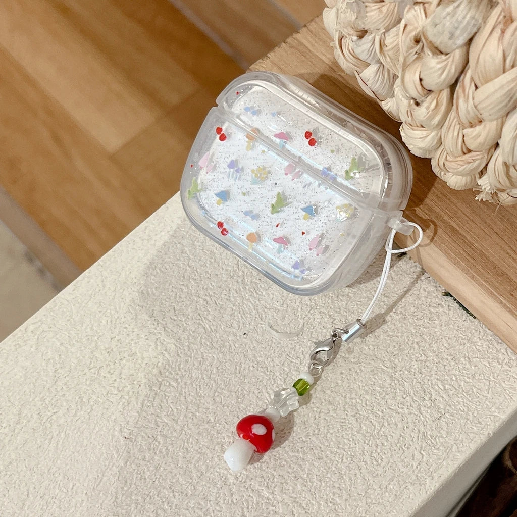 Glitter Mushroom AirPods Charger Case Cover