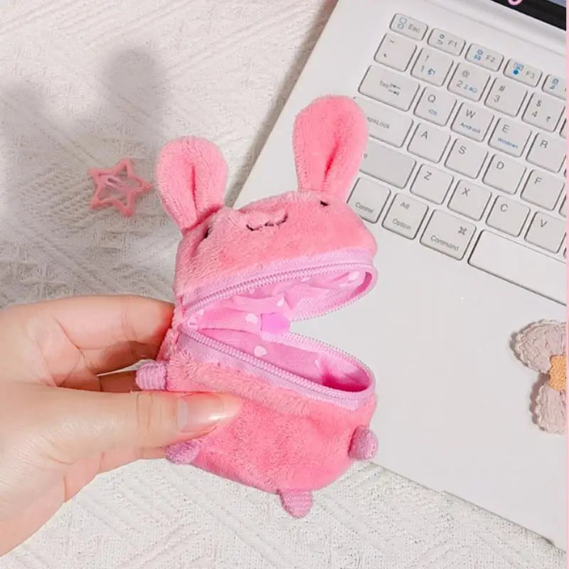 Plush Zipper Animal Clip-On Keychain Bag Charm
