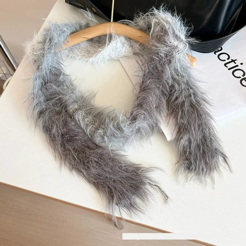 Fluffy y2K Skinny Scarf