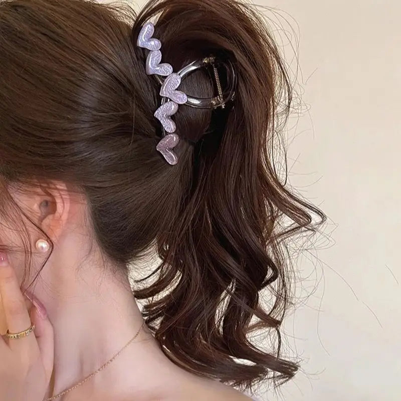 Row of Hearts Hair Claw Clip