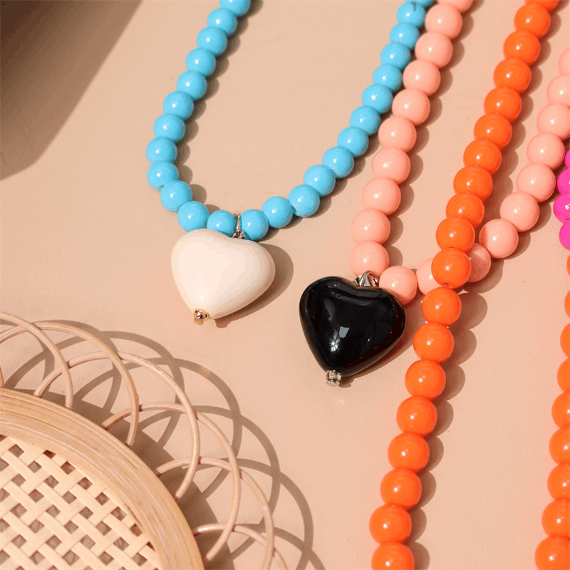 Beaded Heart Necklace (10 Colours)