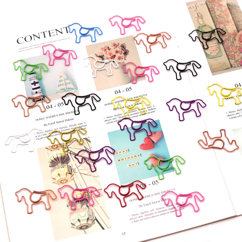 20-100pcs Color Pony Horse Paper Clip Special-shaped Paper Clip Animal Papeclips Creative Stationery Office School Supplies - Ice Cream Cake