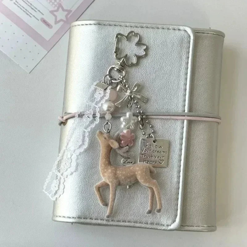 Flocked Deer Coquette Clip-On Charm Keychain