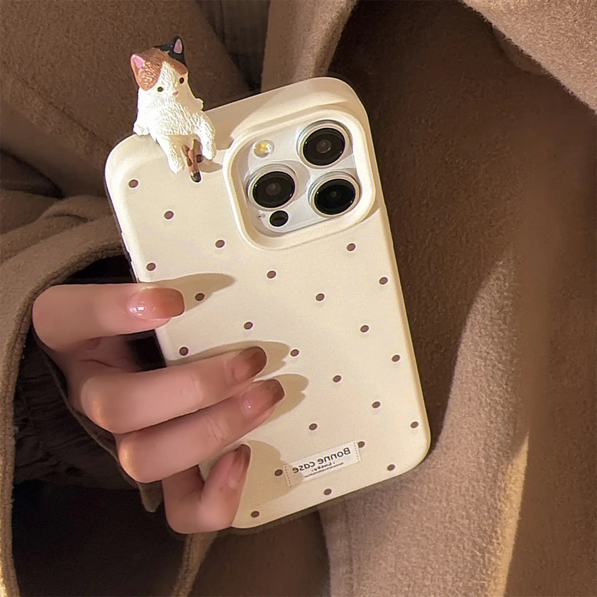 Cat Friends Polka Dot iPhone Case (5 Designs) - Ice Cream Cake