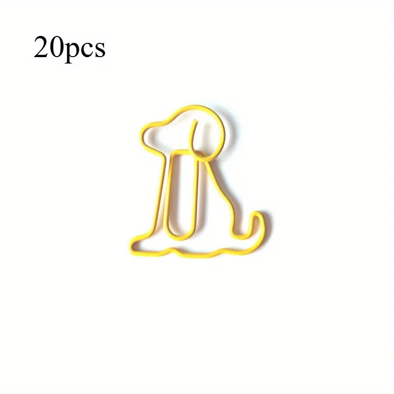 20pcs Colorful Animal Paper Clips - Cute Sitting Dog Design, Iron Material, Perfect for Office Organization - Ice Cream Cake