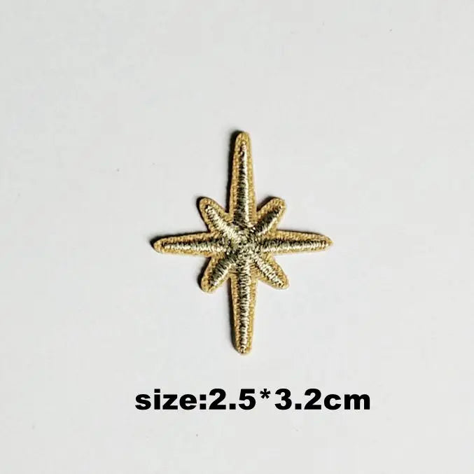 10pcs Self-adhesive Star Embroidery Patches for Clothes Gold Silver Star Shiny Sticker Iron on Clothing Applique Stripes - Ice Cream Cake