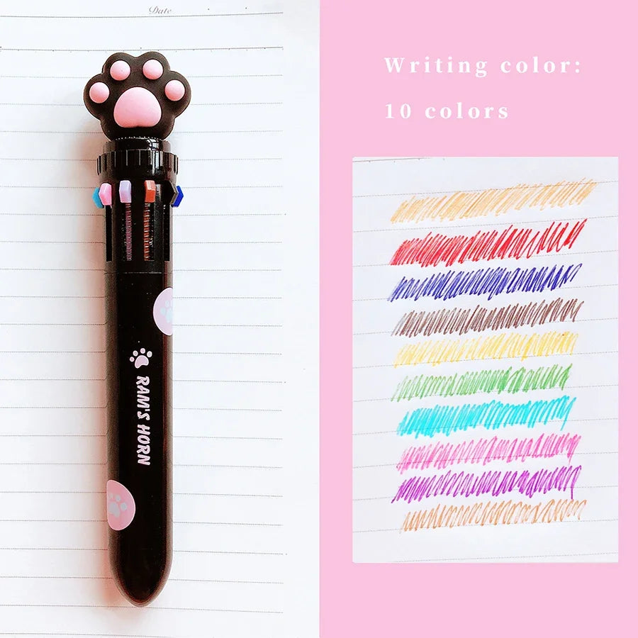 Cat Paw 10 Colours Ballpoint Pen - Ice Cream Cake