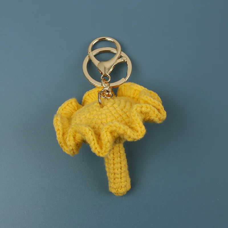 Handmade Crochet Mushroom Keychain Charm