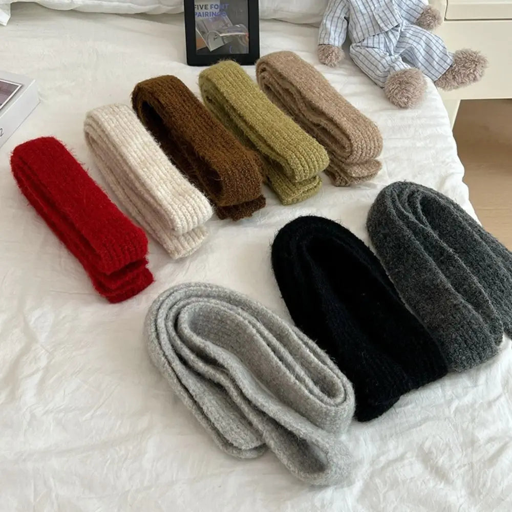 Imitation Wool Women's Long Scarf Knitted Narrow Design Y2K Girl Scarf Decorative Neckerchief Skinny Scarf Streetwear - Ice Cream Cake