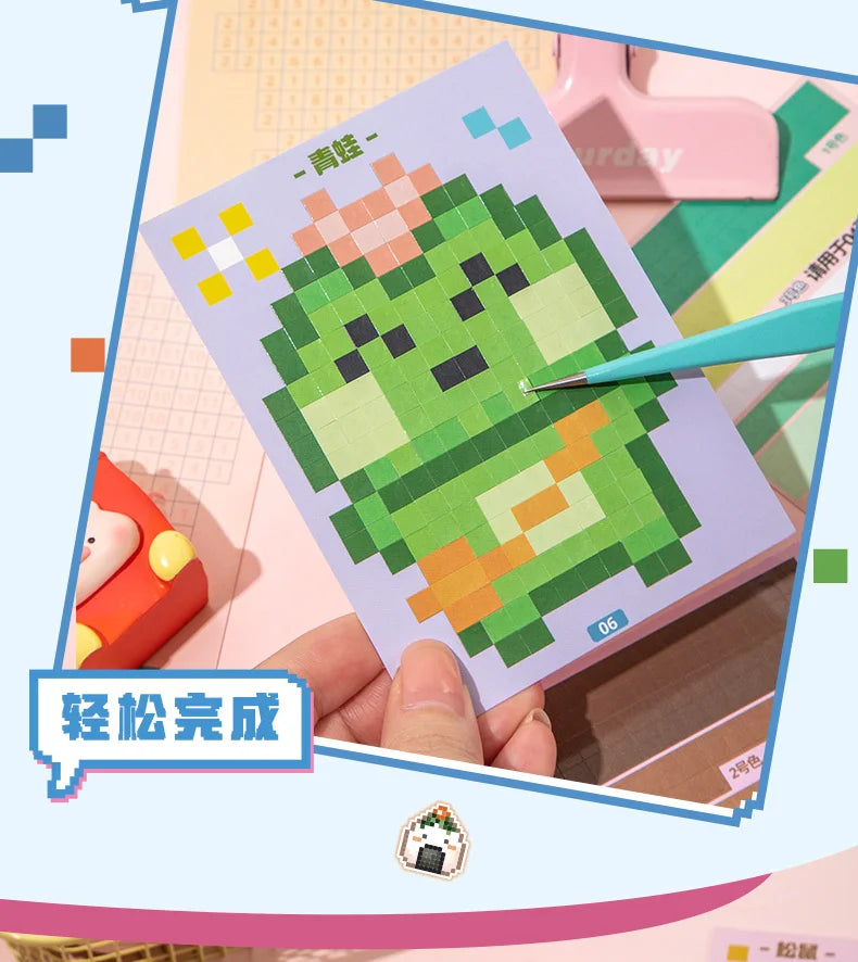 Colour By Numbers Pixel Sticker Book (4 Designs) - Ice Cream Cake
