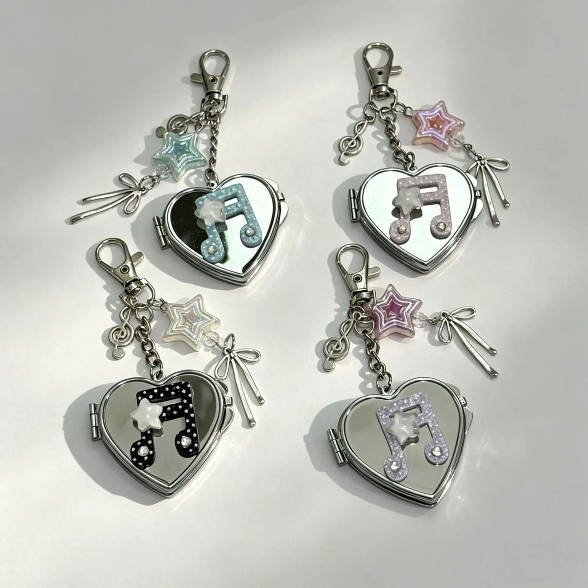 Korean-inspired Love Note Mirror Bag Accessories Fashion Star Keychain Double-sided Makeup Mirror Keychain Bag Hanging Decor - Ice Cream Cake