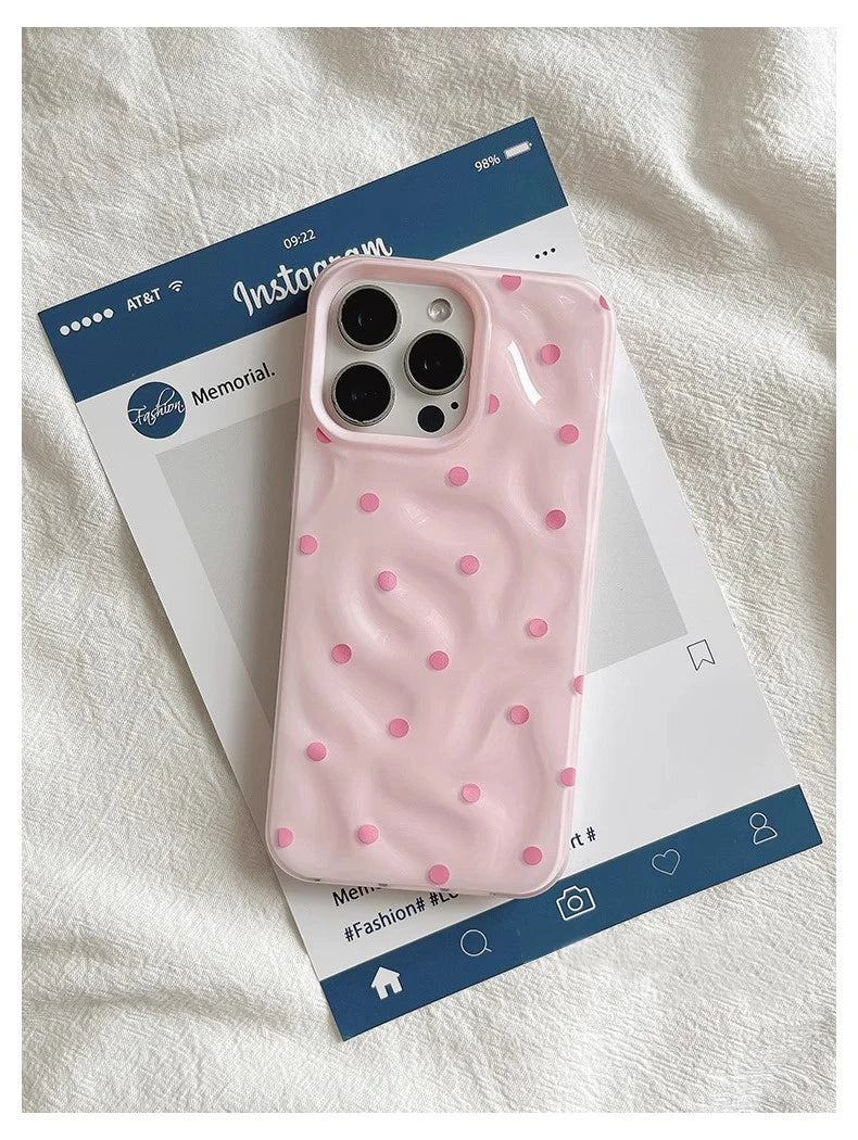 Black Polka Dots Phone Case For IPhone 17 16 16E 15 14 13 12 11 Pro Max XR XS Max 7 8 Plus Cute INS Cover Case Fundas - Ice Cream Cake