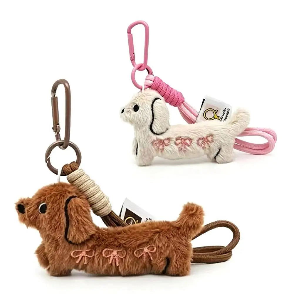 1PCS Cute Key Pendant Bag Hanging Decoration Gift Cartoon Animal Dog Dachshund Plush Keychain Puppy Stuffed Keyring - Ice Cream Cake