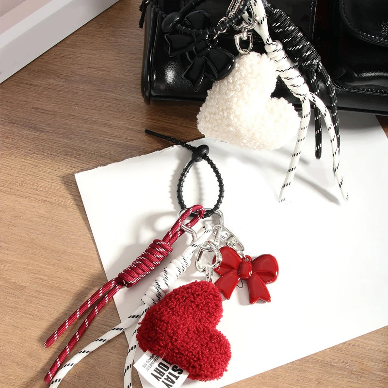 Fluffy Heart Clip-On Bag Charm