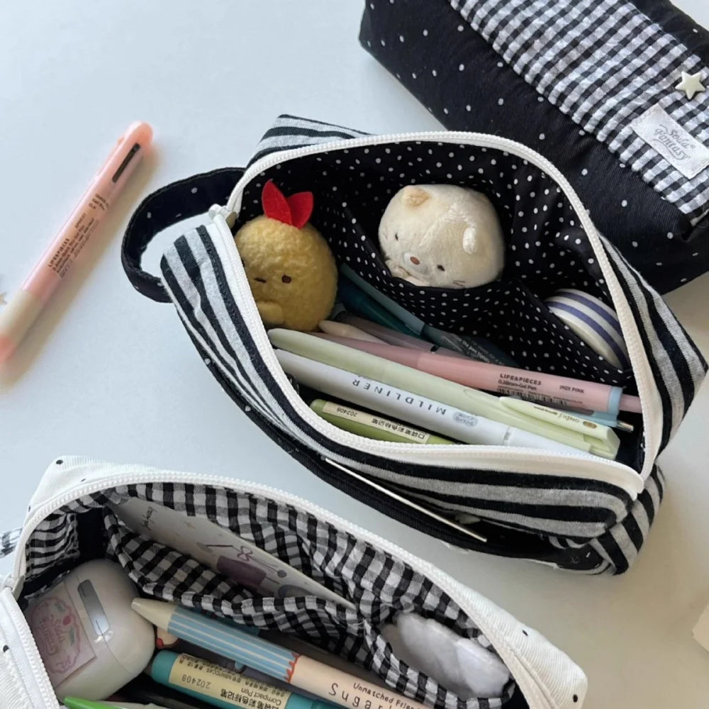 Gingham Polka Dot Pencil Case