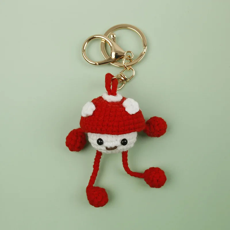 Handmade Crochet Mushroom Keychain Charm