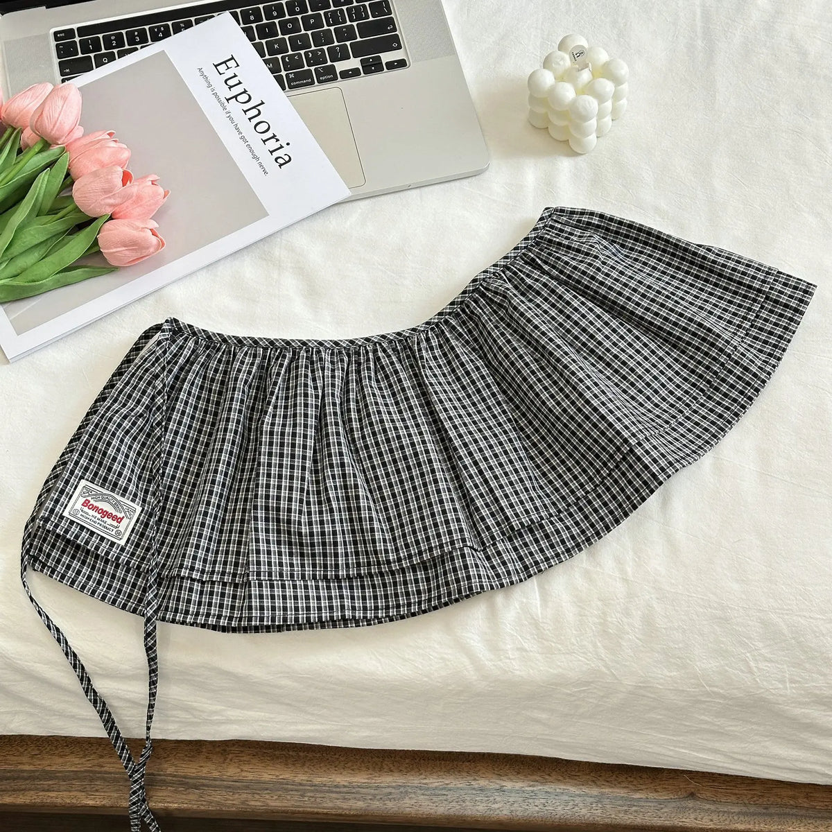 Mini Layered Gingham Wrap Skirt - Ice Cream Cake
