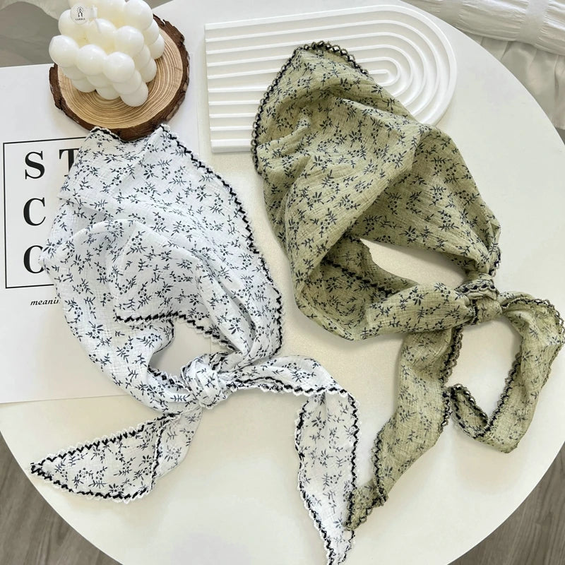 Floral Print Cottagecore Scarf - Ice Cream Cake