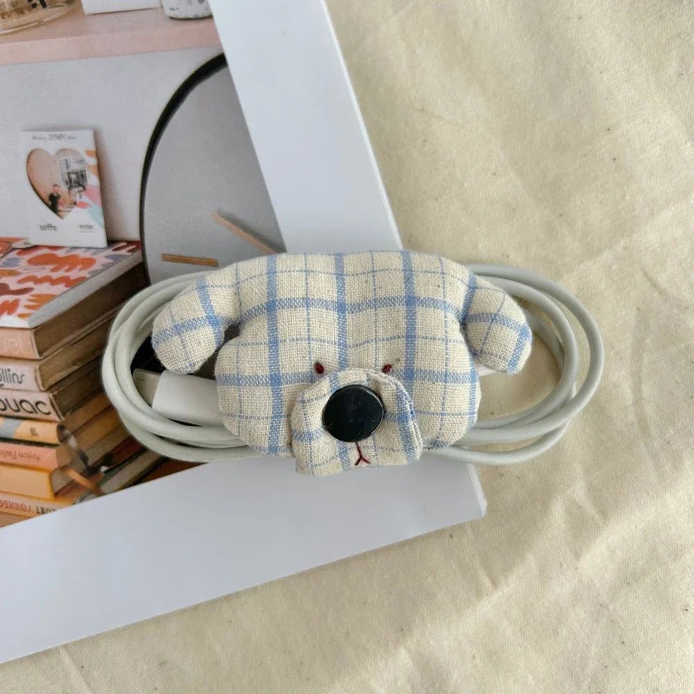 Data Cable Organiser Clip Headphone Cable Organiser New Puppy Shape Charging Cable Binding Strap Fabric Storage Box Supplies - Ice Cream Cake