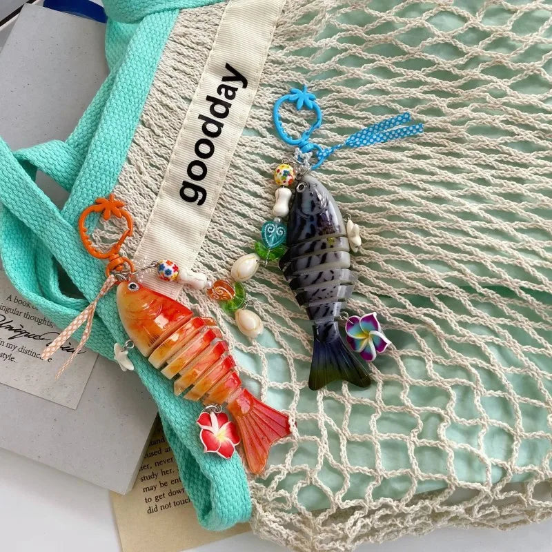 Funny Goldfish Series Resin Keychain Ocean Style Simulated Fish Keyrings For Bag Pendant Goldfish Keychains Wholesale Custom - Ice Cream Cake