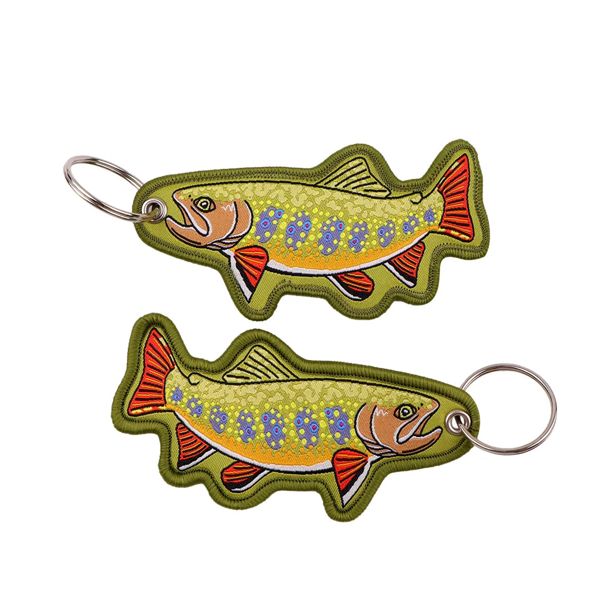 Fish Shape Embroidered Key Tag Lucky Fish Keychain Outdoor Fishing Backpack Car Key Ring Pendant Fisherman Gift Accessory - Ice Cream Cake
