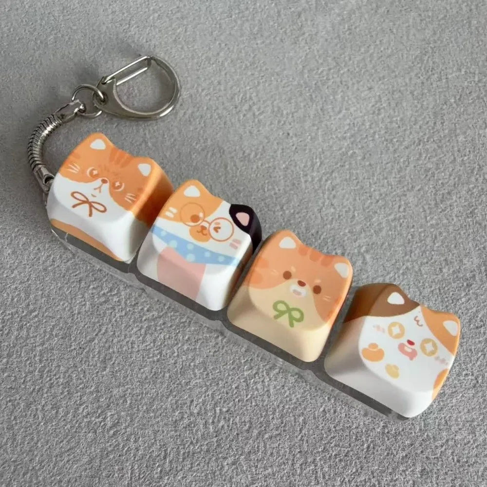 Kitty Cat Clicking Keyboard Key Fidget Keyring