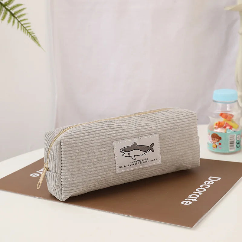 Cartoon Shark Large Capacity Pencil Case Stationery Storage Bag Office Supplies Cosmetic Brush Organizer Student Pen Pouch - Ice Cream Cake