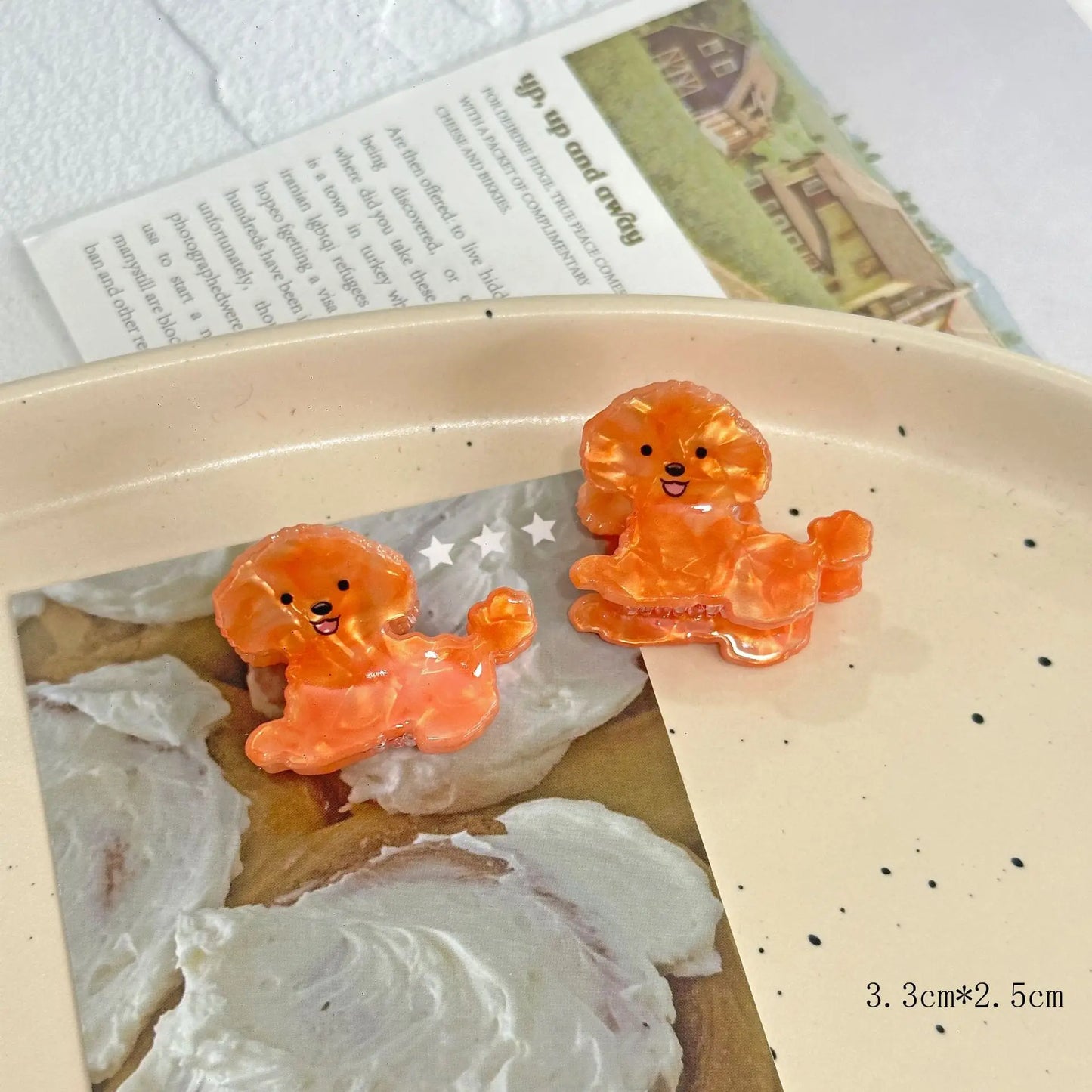 2Pcs Cartoon Cute Animal Small Grab Clip for Women Imitation Corgi French Bulldog Shiba Inu Dogs Bangs Claw Fun Hair Accessories - Ice Cream Cake
